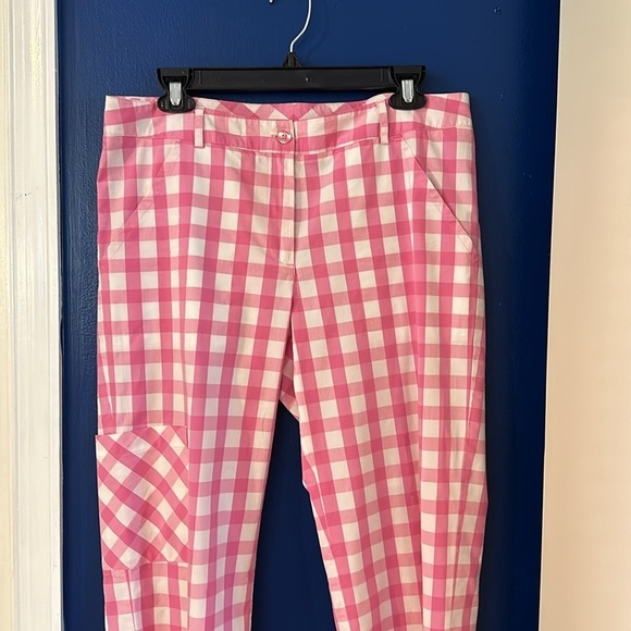 Women’s LILLY PULITZER Pink & White Check Gingham Crop Capri Pants Size 10 - Picture 2 of 8